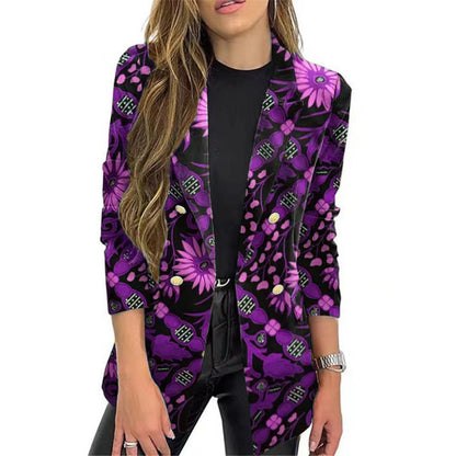 Women's fashionable blazer with floral pattern and oversized cut NOVAE