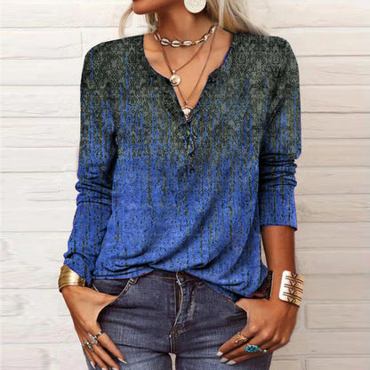 Women's long-sleeved casual shirt with playful pattern NOVAE