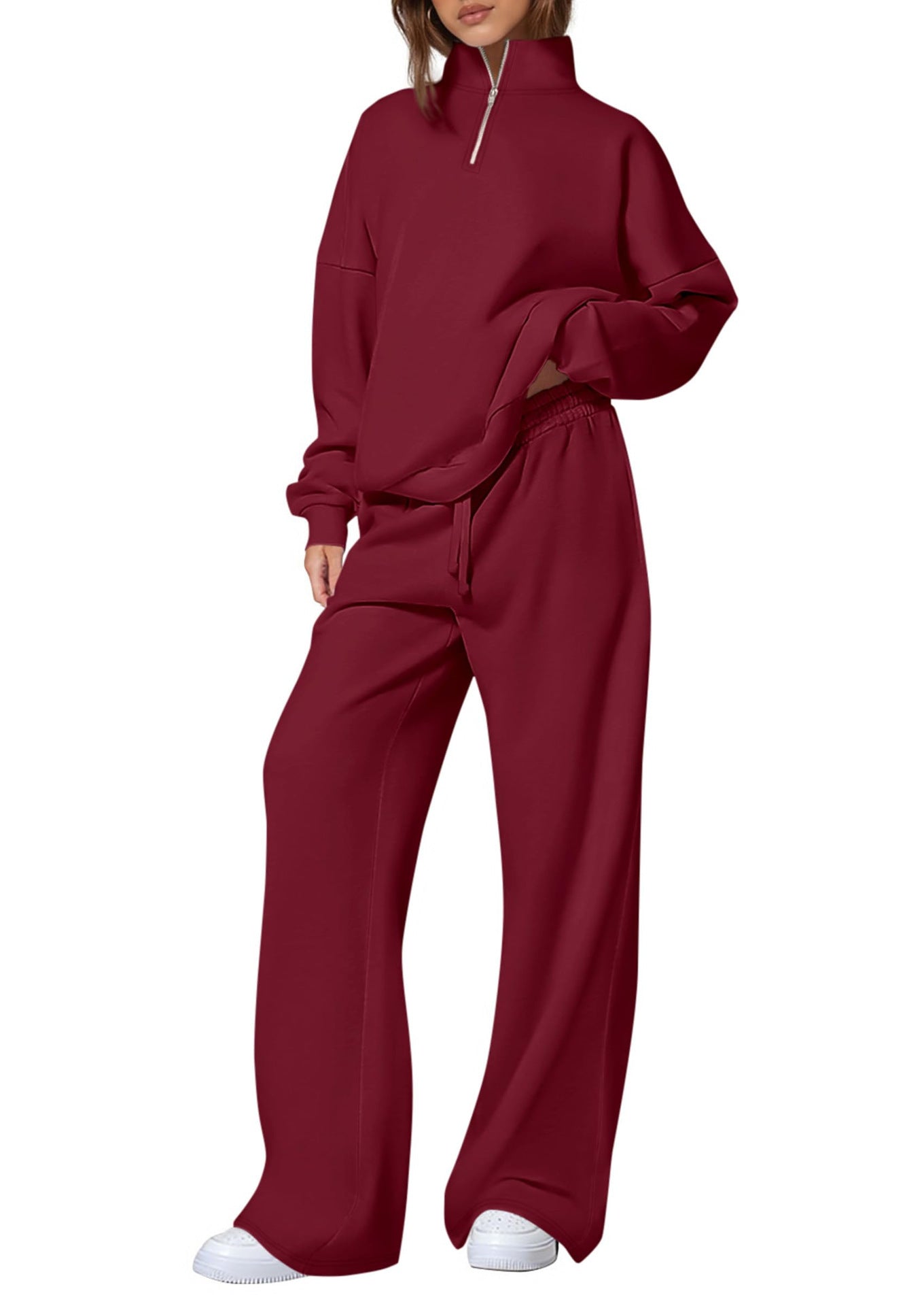 Women's casual sweatpants set with stand-up collar and zipper NOVAE