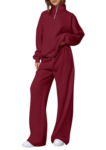 Women's casual sweatpants set with stand-up collar and zipper NOVAE