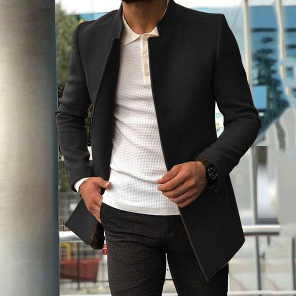 Men's modern blazer with a straight cut and elegant stand-up collar NOVAE