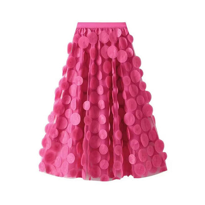 Women's Elegant Tulle Skirt with 3D Floral Appliqués NOVAE