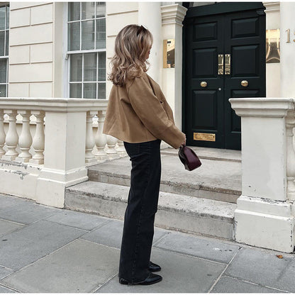 Women's elegant suede jacket with button placket NOVAE