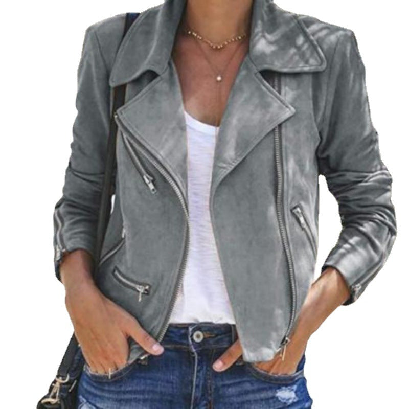 Women's biker jacket in a modern suede look NOVAE