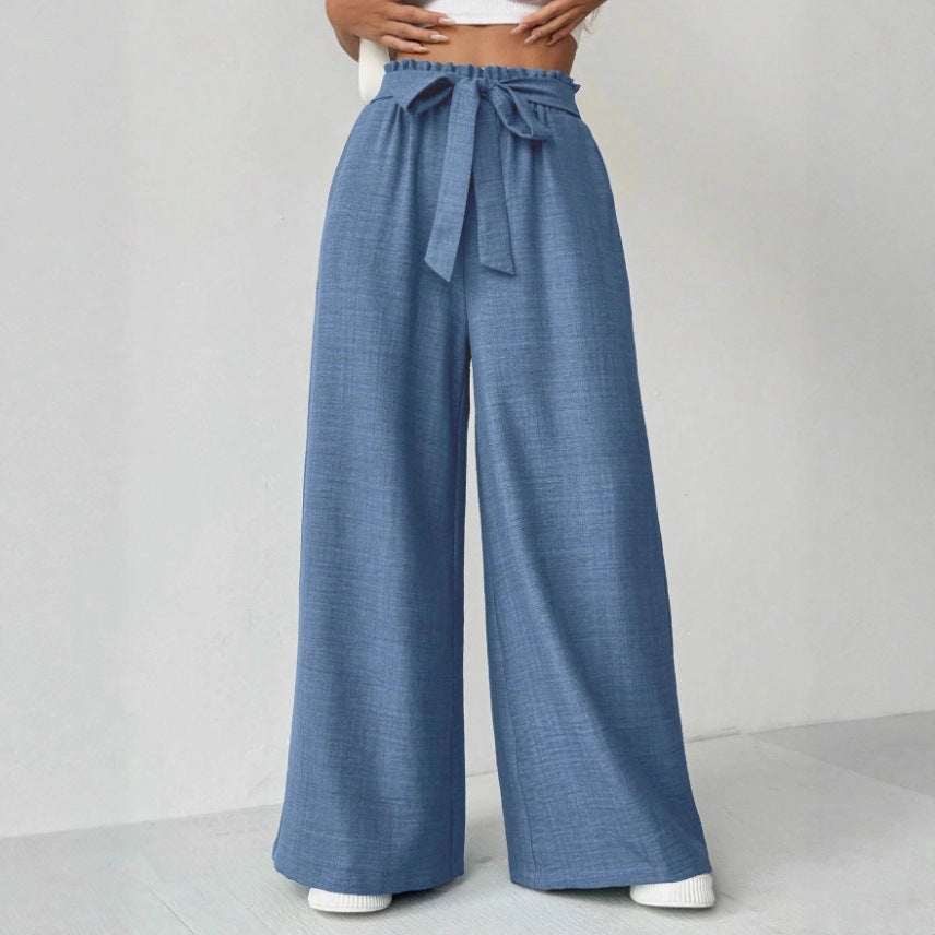 Women's wide-leg trousers with adjustable waistband NOVAE