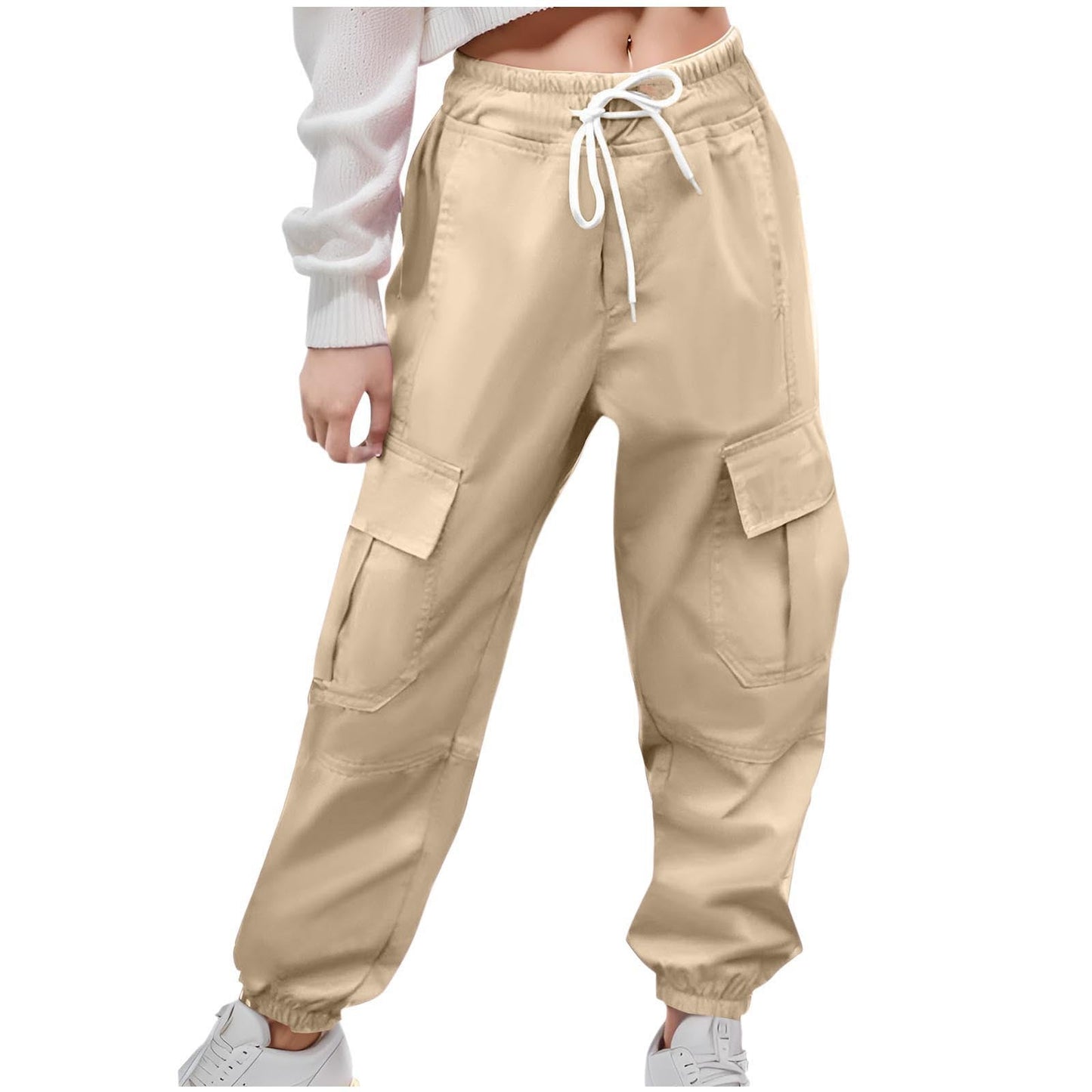 Women's cargo trousers with elasticated waistband and practical side pockets NOVAE