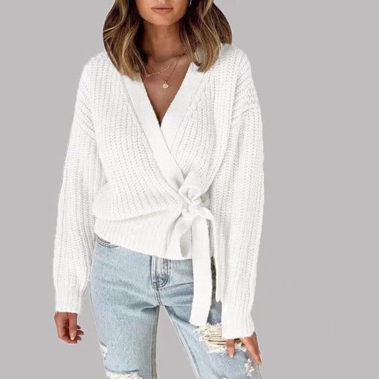 Women's Cool Wrap Cardigan with Modern Ruffle Details NOVAE