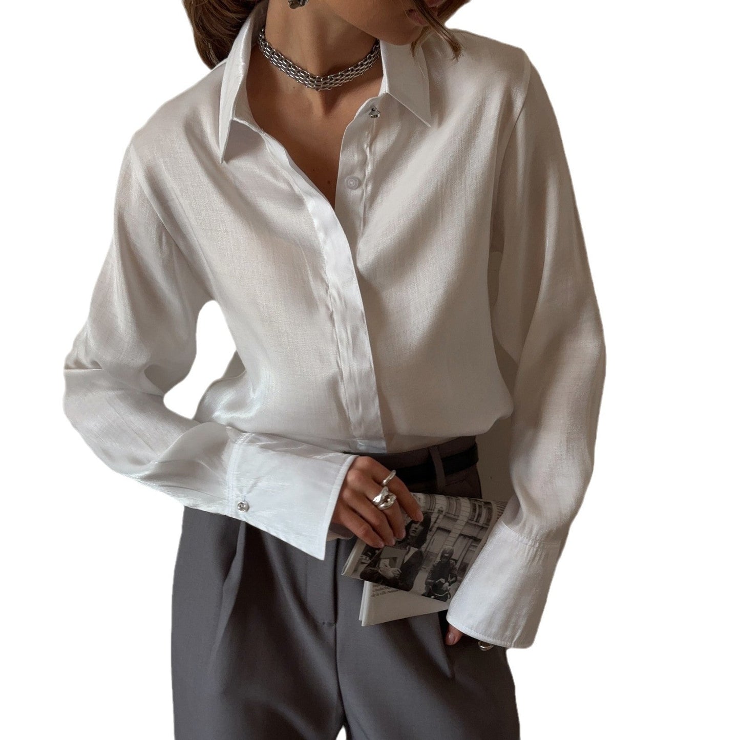Women's elegant blouse with adjustable cuff design and button details NOVAE
