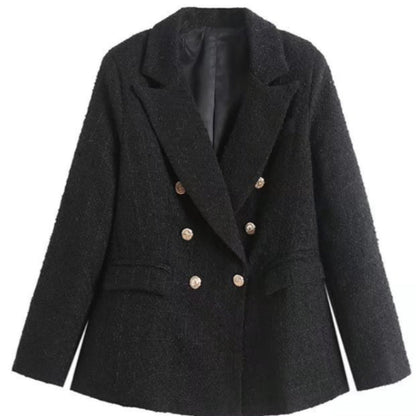 Women's tweed blazer jacket with double button placket and elegant cut NOVAE