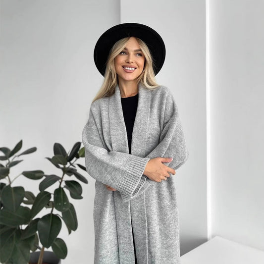 Women's Long Cardigan with Deep Collar NOVAE