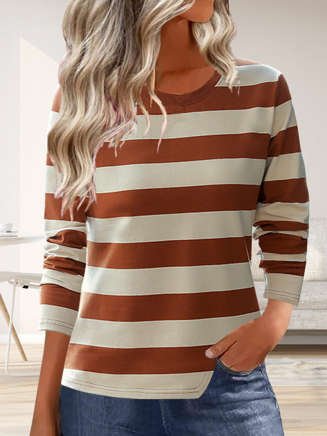 Women's long-sleeved shirt with a modern striped pattern and comfortable fit NOVAE