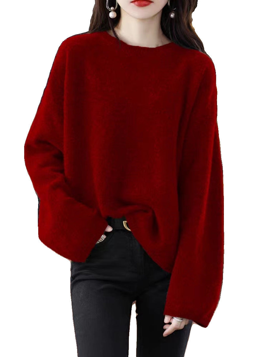 Women's soft knit sweater with a relaxed fit and casual V-neck NOVAE