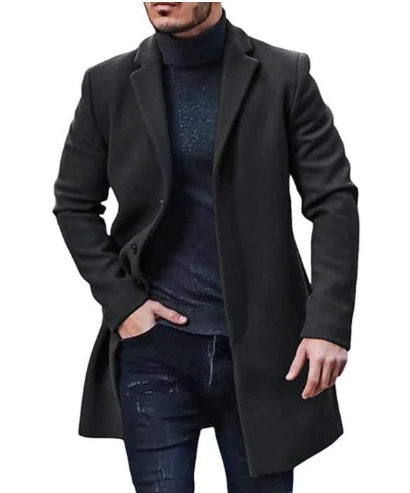 Men's elegant longer-cut wool coat with classic lapels NOVAE
