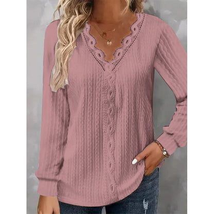 Women's long-sleeved blouse with elegant lace accents and a structured design NOVAE