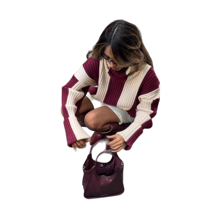 Women's fashionable knit sweater with a chic rib pattern and casual sleeves NOVAE