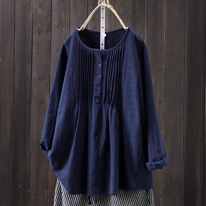 Women's blouse with pleats and button placket NOVAE