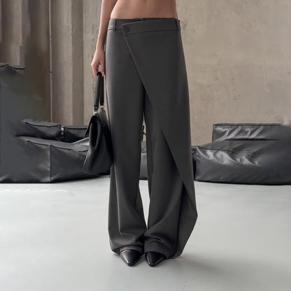 Women's elegant, high-waisted trousers with an asymmetrical cut NOVAE