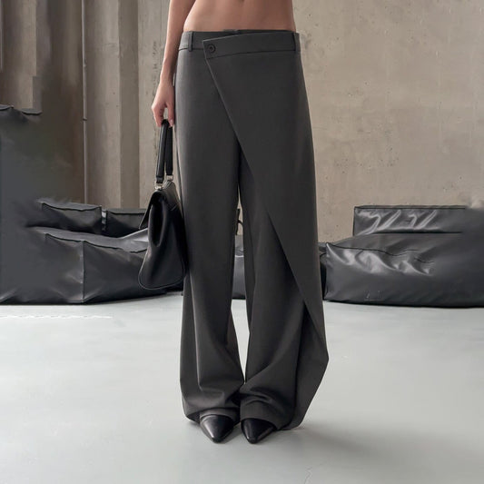 Women's elegant, high-waisted trousers with an asymmetrical cut NOVAE