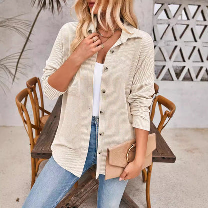Women's Structured Button-Down Blouse with Pockets NOVAE