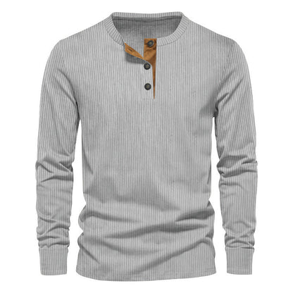 Men's casual long-sleeved shirt with button placket and ribbed texture NOVAE