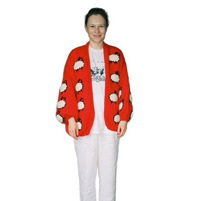 Women's cardigan with unique sheep design and casual cut NOVAE