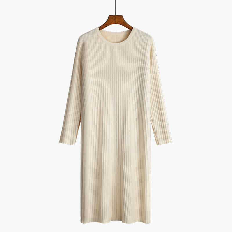 Women's knit dress with fine rib structure NOVAE