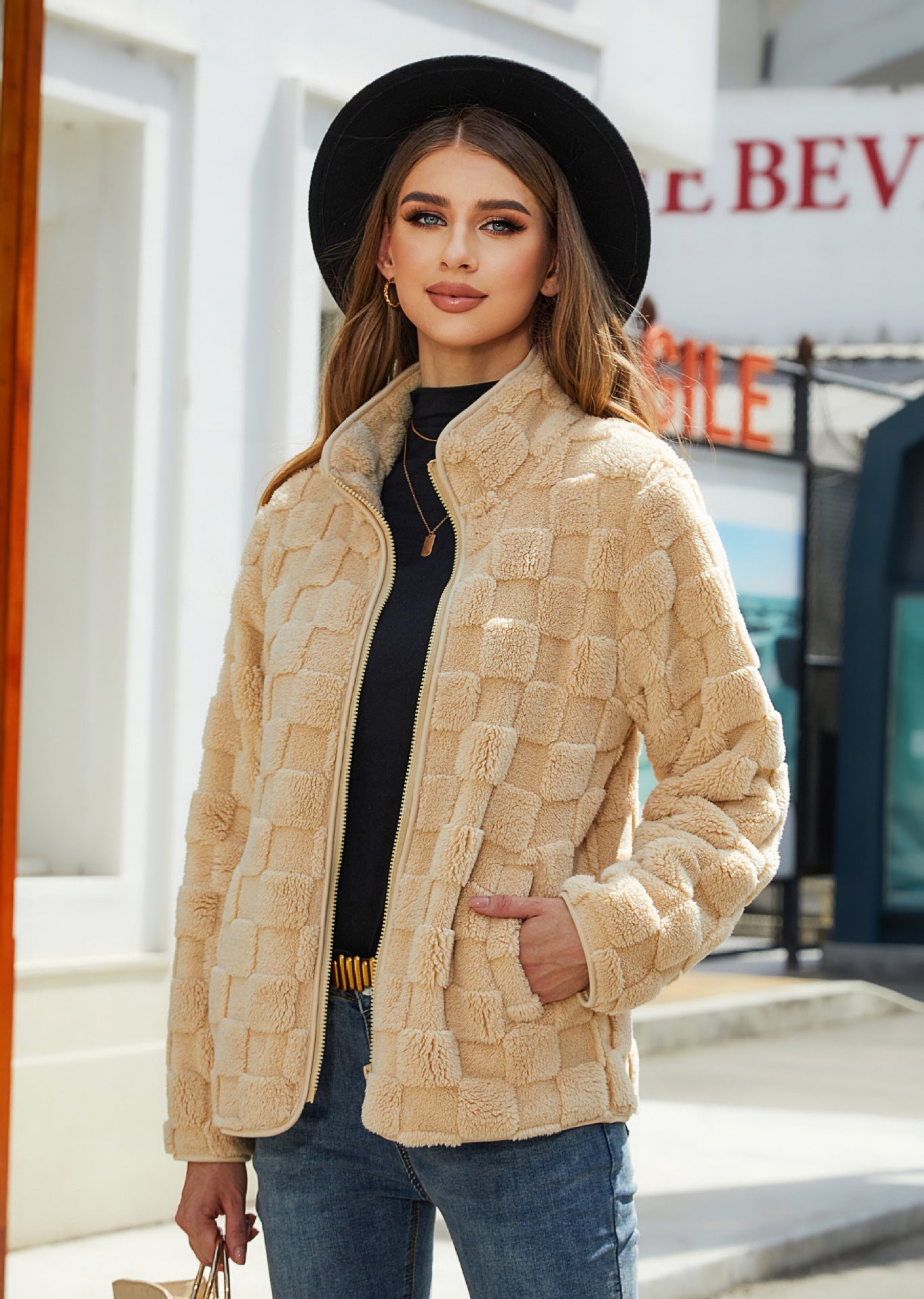 Women's Cozy Transitional Jacket with Textured Surface NOVAE