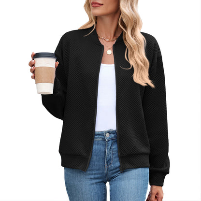 Women's casual cardigan with textured pattern and practical pockets NOVAE