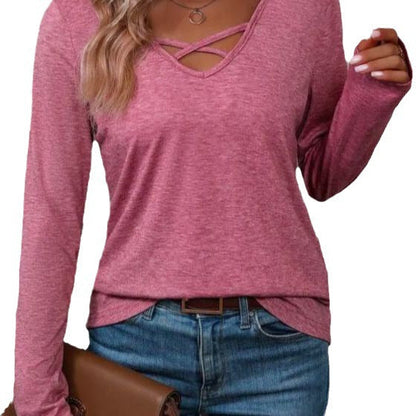 Women's long-sleeved shirt with cross-neck NOVAE
