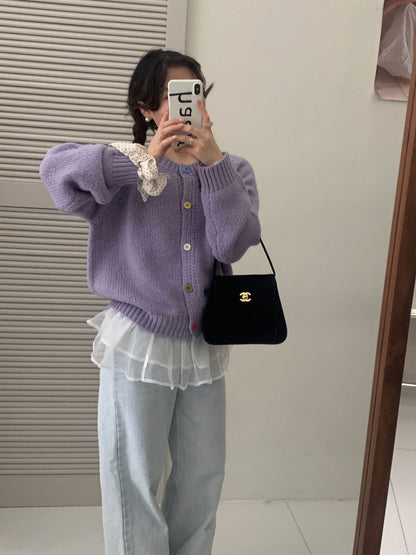 Women's Cozy Cardigan with Colorful Buttons and a Relaxed Fit NOVAE