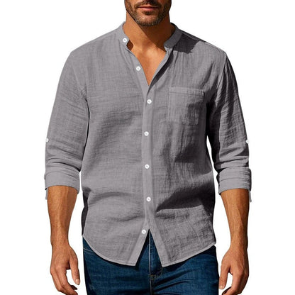 Men's shirt with stand-up collar and chest pocket NOVAE