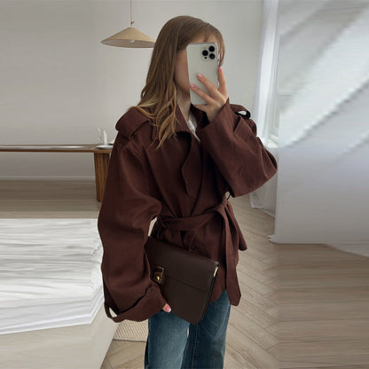 Women's Elegant Oversized Trench Jacket with Belt and Structured Sleeves NOVAE