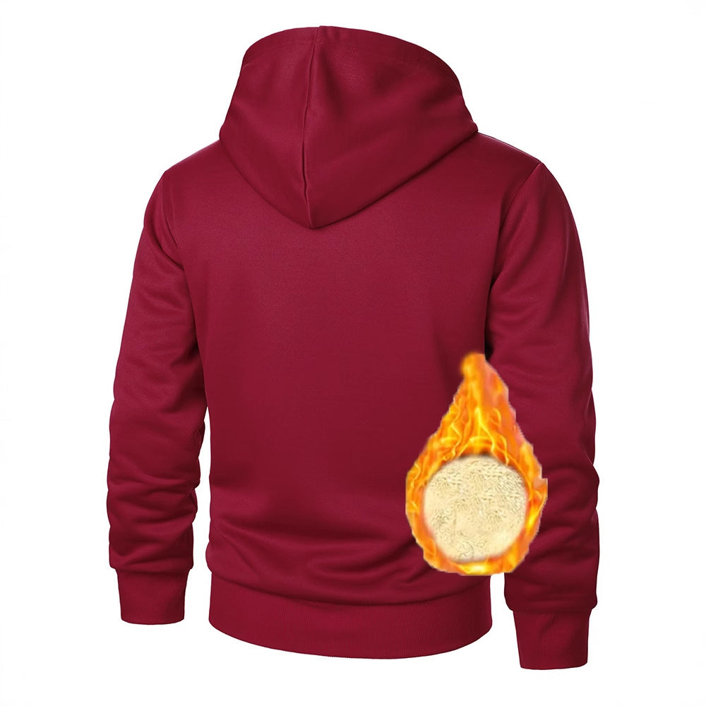 Men's fleece hooded jacket with warm lining and practical zipped pockets NOVAE
