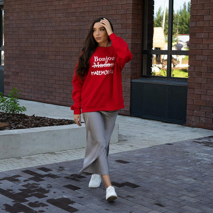 Women's casual sweatshirt with creative lettering NOVAE