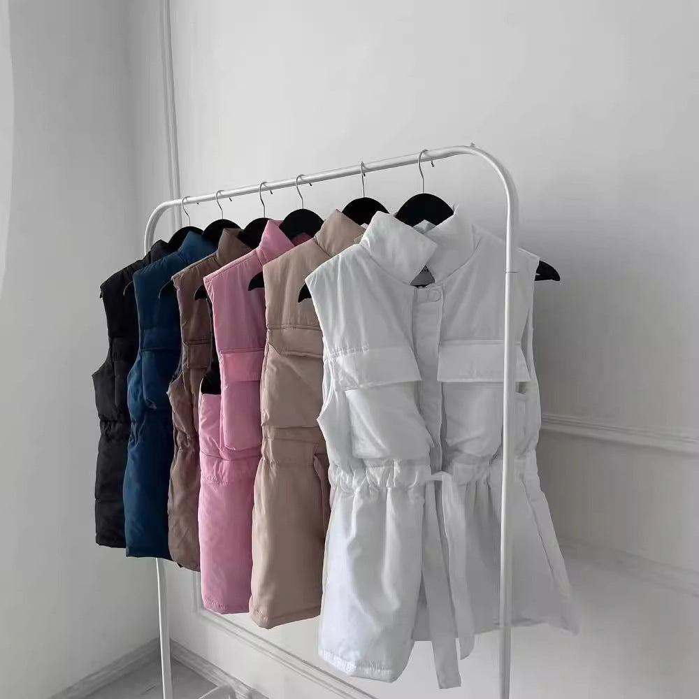 Women's sporty vest with hood and drawstring waist NOVAE