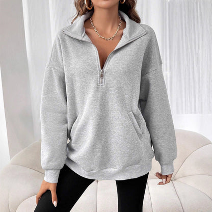 Women's sweatshirt with zipper and practical pockets NOVAE