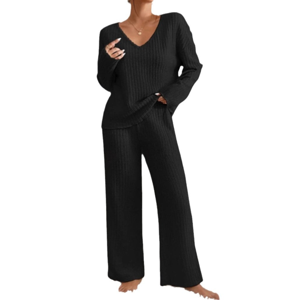 Women's comfortable set with V-neck and wide leg NOVAE