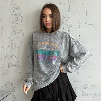 Women's casual sweatshirt with creative lettering NOVAE