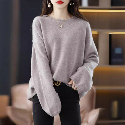 Women's soft knit sweater with a relaxed fit and casual V-neck NOVAE