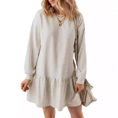 Women's casual sweatshirt dress with voluminous sleeves and ruffle detail NOVAE