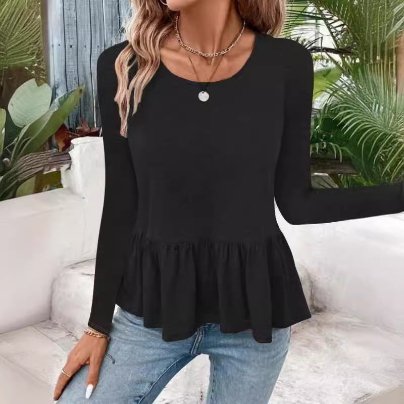 Women's long-sleeved shirt with a voluminous peplum cut NOVAE