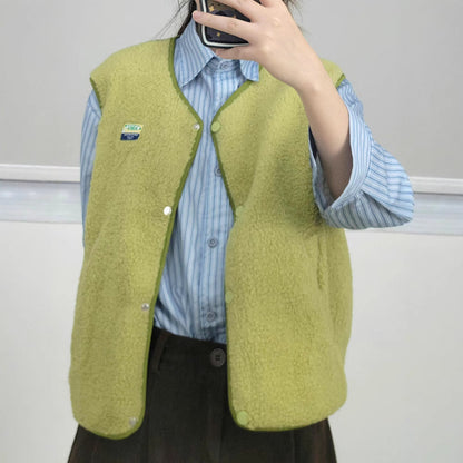 Women's soft and casual teddy vest with side pockets NOVAE