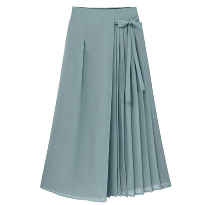 Women's Elegant Pleated Skirt with Side Waist Belt NOVAE