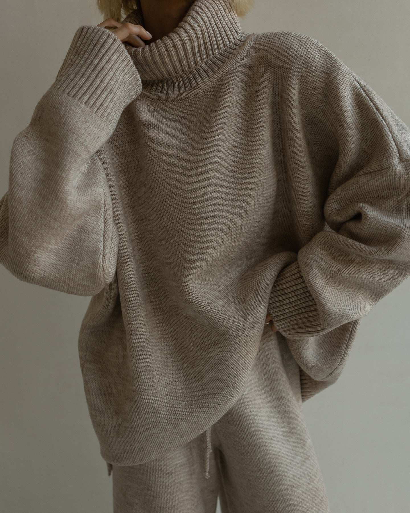 Women's cozy oversized sweater with high collar NOVAE