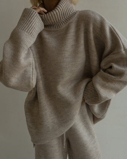 Women's cozy oversized sweater with high collar NOVAE