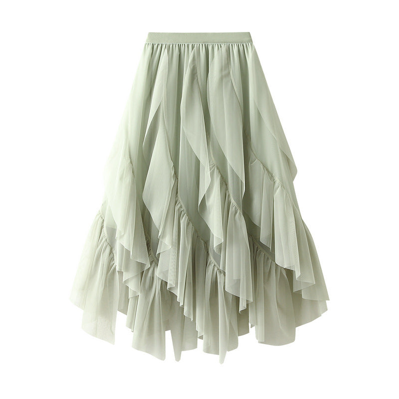 Women's Voluminous Tulle Skirt with Asymmetrical Hem and Multi-Layered Design NOVAE