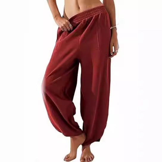 Women's wide-leg lounge trousers with elasticated waistband and pockets NOVAE