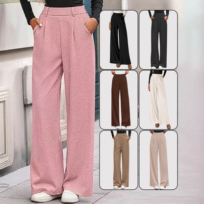 Women's wide-leg trousers with a high waistband and practical side pockets NOVAE