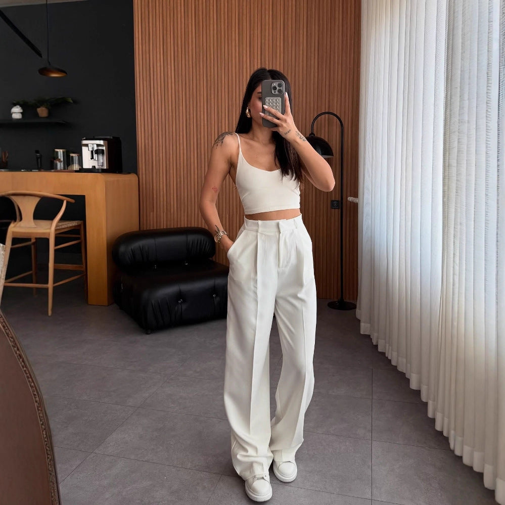 Women's high-waisted, straight-leg trousers NOVAE