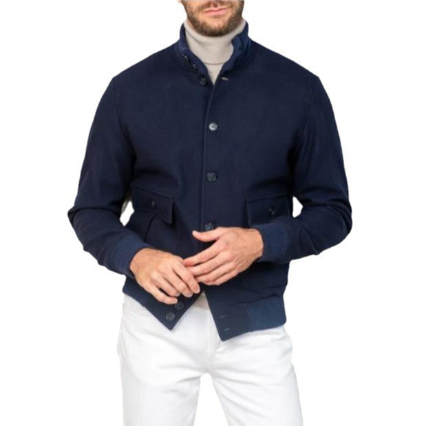 Men's casual transitional jacket with practical pockets and high collar NOVAE
